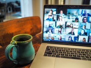 zoom meeting and coffee